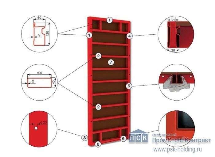 Щит линейный стальной 0,65х3,00 опалубочной системы PSK-DELTA (профиль 3 мм)